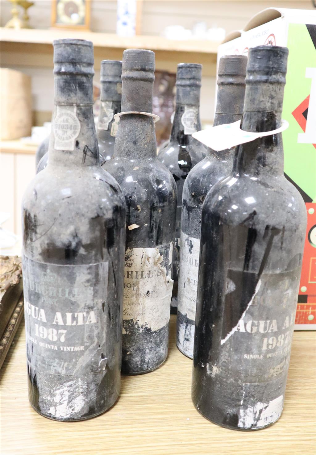 Eight bottles of Churchills Agua Alta 1987 vintage Port and two bottles of Churchill Port, 1991 (10)